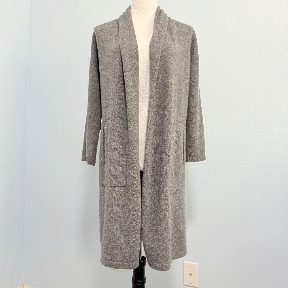 Neiman Marcus The Cashmere Collection‎ Open Front Grey Cashmere Cardigan Size S